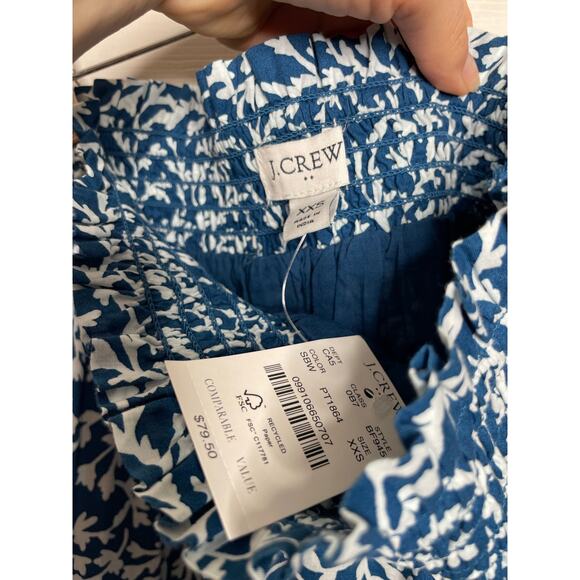 NEW J. Crew Smocked Ruffle Shoulder Blue Tank Top Blouse Skirt Set Womens XXS - Picture 11 of 12